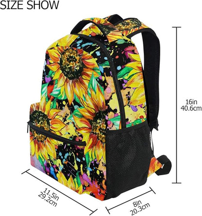 ALAZA Watercolor Sunflower Painting Stylish Backpack Purse for Women Girls Kids Student Personalized Laptop iPad Tablet Travel School Bag with Multiple Pockets