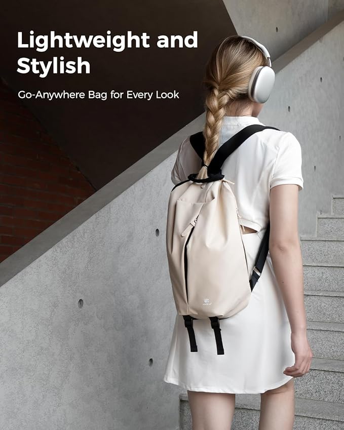 pack all 12L Water-Resistant Backpack, Lightweight Daypack for Men & Women, Hiking & Travel Backpack with Multiple Pockets, Compact for College, Sports, Cycling (Light Beige)