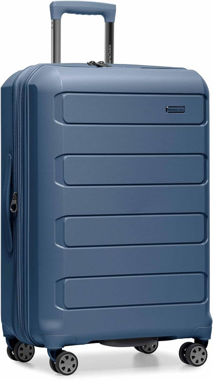 Traveler's Choice Pagosa Indestructible Hardshell Expandable Spinner Luggage, Slate Blue, 26-Inch Medium