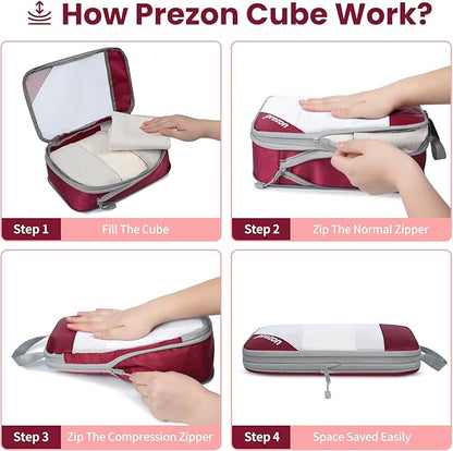 8 Set/6 Set/4 Set Compression Packing Cubes for Travel, Lightweight Vacation Travel Essentials, Travel Accessories for Suitcase Organizer Bags Set, Durable Luggage Organizer