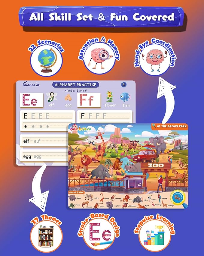 Search and Find Book and Handwriting Practice Books Set, More Than 50+ Preschool Learning Activities for Toddler and Kids 3-8, Travel Games for Road Trip Car Airplane