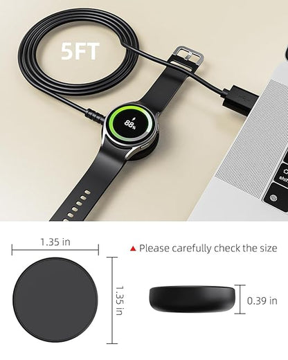 5FT for Samsung Galaxy Watch Charger Compatible with Watch 8/8 Classic/Ultra/7/6/6 Classic/5/5 Pro/4/4 Classic/3/Active/FE USB A Magnetic Fast Charging