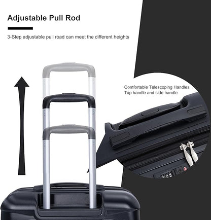 Luggage sets 5 Piece Expandable Hardside Suitcase Set with Spinner Wheels, Lightweight PC Travel Luggage set with TSA Lock（21/25/29, Black