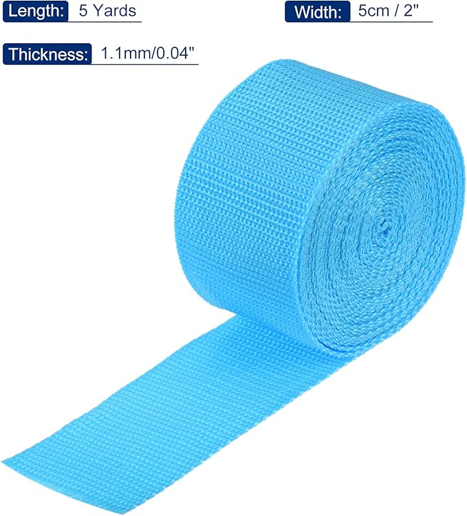 MECCANIXITY Lightweight Polypropylene Webbing Strap 2" 5 Yard Backpack Strapping Band Aquamarine Blue for Outdoor Luggage Cargo Straps