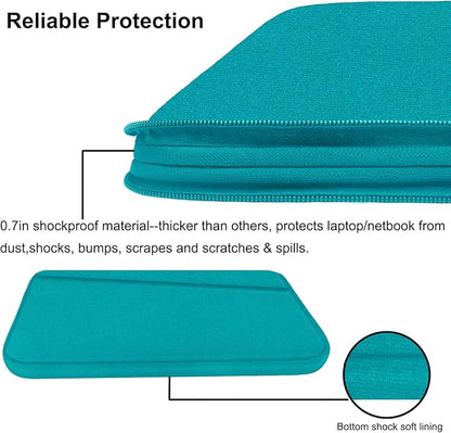 Laptop Sleeve Bag 15.6 inch, Durable Computer Carrying Bag Protective Case Briefcase Handbag with Front Pocket, Slim Laptop Case Cover for 15.6 Inch HP, Dell, Lenovo, Asus, Notebook, Light Blue