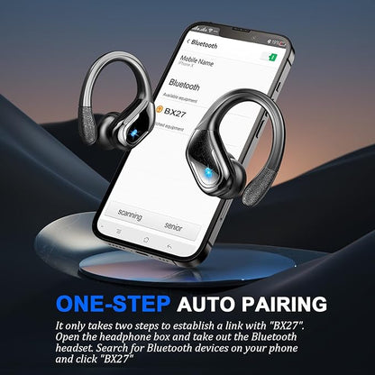 Wireless Earbud, 75Hrs Bluetooth 5.4 Headphones IP7 Waterproof for Sport, Running Wireless Earphones with ENC Noise Cancelling Mics, Deep Bass Over Ear bud with Earhooks for Android, iOS, Workout, Gym