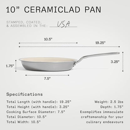 Made In Cookware - 3-Piece (Includes 8",10",12") Ceramic Non Stick Frying Pan Set (Stainless Handle) - 5-Ply Stainless Clad with Stay-Cool Handle - Professional Cookware
