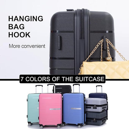 Travelhouse Luggage Sets, Expandable Hardside Suitcases 24in/28in, Carry on 20in,3 Piece Set Travel Luggages Clearance with Double Spinner Wheels TSA Lock Lightweight (Black-1206)
