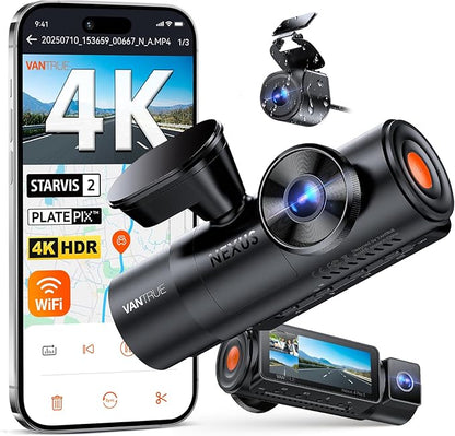Vantrue N4 Pro S 4K 3 Channel Dash Cam w/Triple STARVIS 2, 4K+1080P+2.5K Front Inside Rear Dash Camera, 4+2.5K Dual Channel, HDR IR Night Vision, Voice Control, Parking Mode, GPS, Wi-Fi, Support 1TB