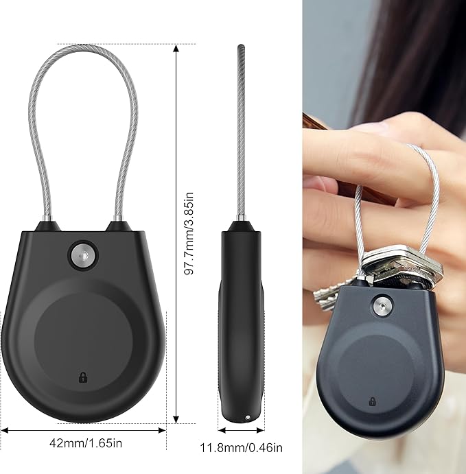 for AirTag Holder, Airtag Lock Case with Wire Cable, IPX8 Waterproof, for Luggage, Key Ring Key Chain Luggage tag Backpack (4 Pack-Black)