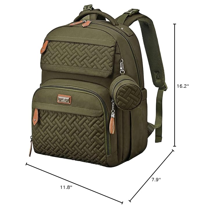 BabbleRoo Diaper Bag Backpack - Travel Large Baby Diaper Bag with Changing pad, Waterproof Baby Bags for Mom & Dad, Unisex Bags with Pacifier Case, Luggage Strap & Stroller Clips– Army Green