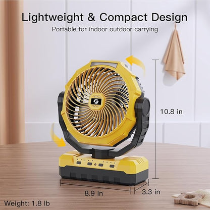 FRIZCOL 3-in-1 Camping Fan - Portable Fans Rechargeable - 24000mAh Battery Powered Fan(105Hrs) with Light & Remote for Indoor, Outdoor, Tent, Travel, Fishing, Jobsite, Gifts for Men Dad Him - Yellow