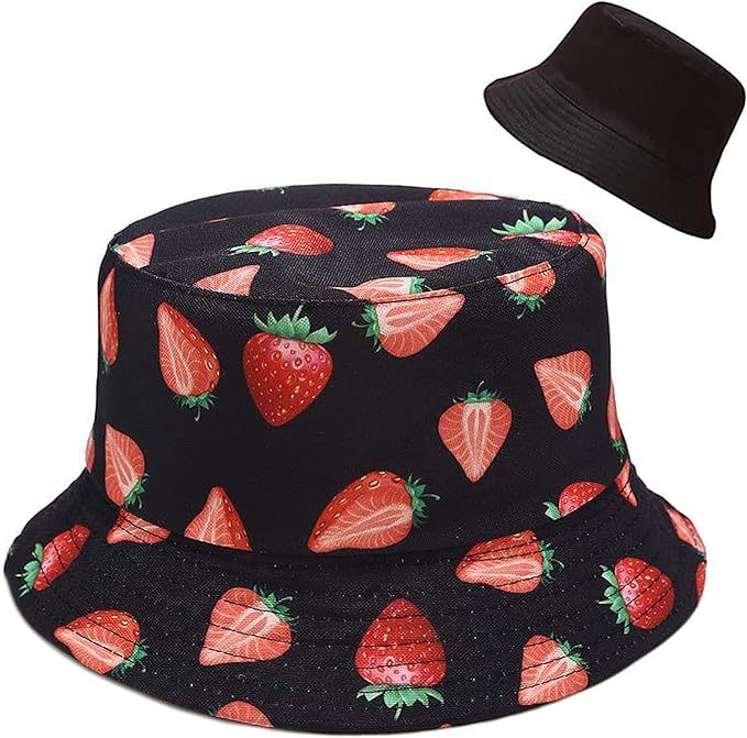 XYIYI Cute Bucket Hat Beach Fisherman Hats for Women, Reversible Double-Side-Wear