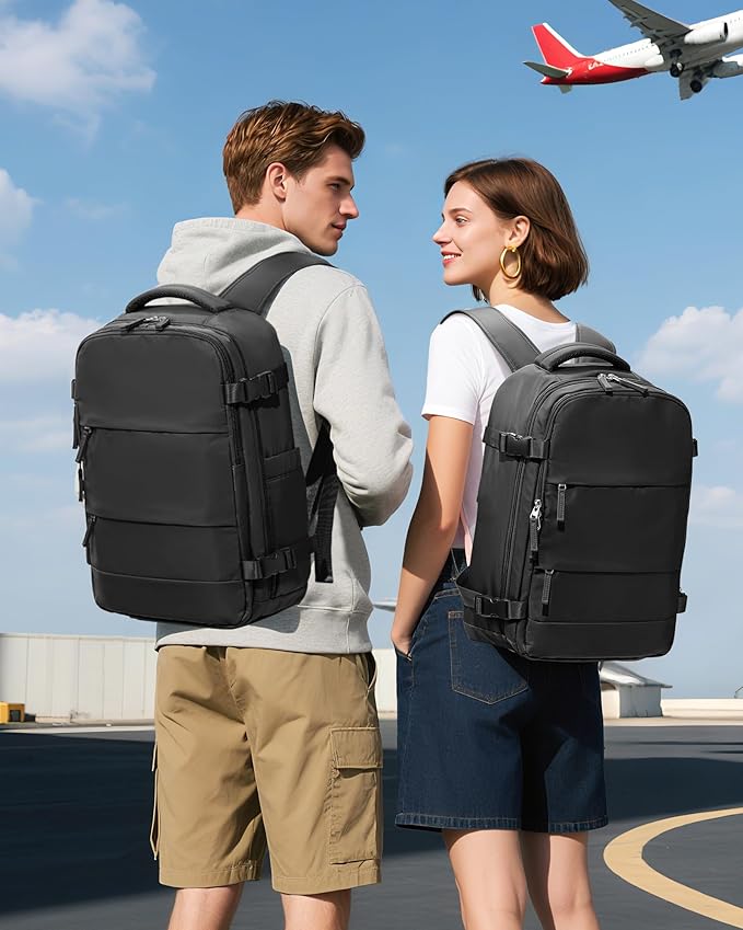 Vacuum Backpack Travel With Pump,Mochila De Viaje Compresion Al Vacio,Personal Item Travel Backpack With Vacuum System,Large Carry On Vacpack Backpacks For Women Men,Black