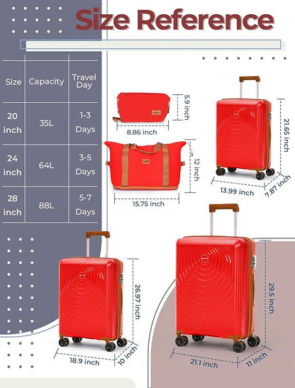 Luggage Sets 5 Piece,Lightweight,Impact-Resistant,Wear-Resistant Suitcases with Wheels, Hardshell Suitcase Set with Spinner Wheels, PP Carry on Luggage Set with TSA Lock, Travel Luggage