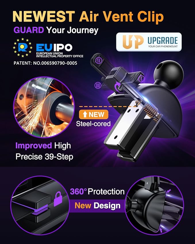 [Pro Version] VANMASS Universal Car Phone Mount [Super Suction Cup] Dashboard Phone Holder, Handsfree Windshield Dash Vent Phone Holder Car, Compatible for iPhone 17 16 15 14 Samsung LG & Truck,Purple