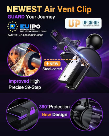 [Pro Version] VANMASS Universal Car Phone Mount [Super Suction Cup] Dashboard Phone Holder, Handsfree Windshield Dash Vent Phone Holder Car, Compatible for iPhone 17 16 15 14 Samsung LG & Truck,Purple