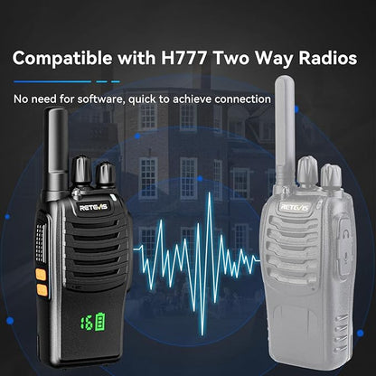 Retevis H-777H Walkie-Talkies with 6 Way Gang Charger,2 Way Radios with Earpiece,Hidden LED Segment Displays,Flashlight,USB-C,VOX,Portable FRS Two-Way Radios for Retail Property Church Hotel(6 Pack)