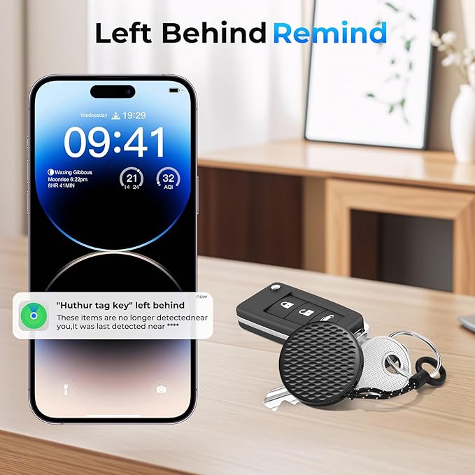 Air Tracker Tags-2 Pack, Bluetooth Tracker for Apple Find My (iOS Only), Smart Tracking Tag with 100dB Sound and Replaceable Battery, Key Finder Item Locator for Luggage Keys Wallet Backpack (Medium)