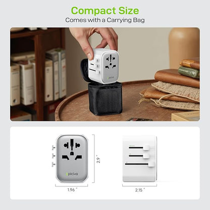 EPICKA Pulse 45W European Travel Plug Adapter, Universal Power Adapter with PD Fast Charging, 5-Port (1 AC/2 USB-A/2 USB-C) International Charger Adapter for Europe, Japan - Travel Essentials (White)