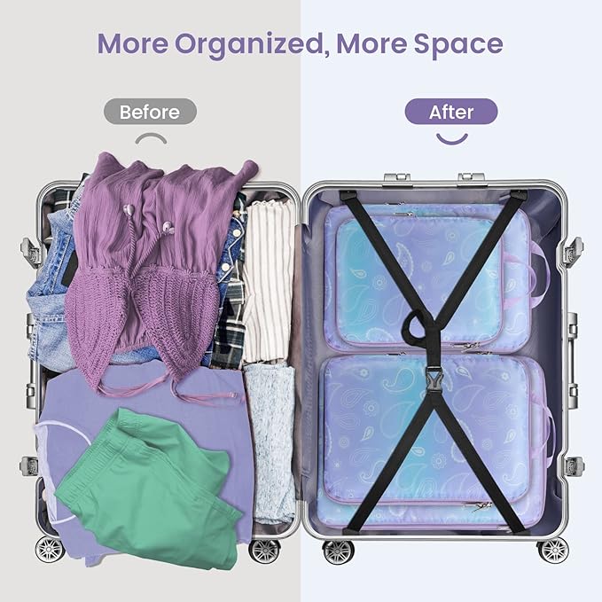 Cambond Compression Packing Cubes for Travel Women - Expandable Travel Bags Luggage Organizers Travel Essentials Compression Cubes for Travel Carry on Suitcases Organizer