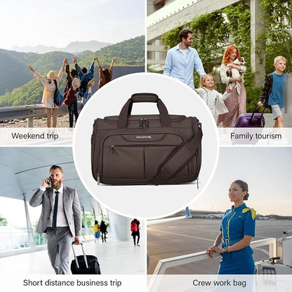 Hanke Carry On luggage Bags for Travel, Large Foldable Duffle Bag for Travel, Softside Lightweight Travel Bag Carry On Bags for Airplanes Women, Travel Tote Bags for Women Men.（Coffee）
