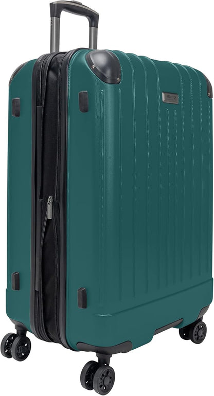 Flying Axis Collection Lightweight Hardside Expandable 8-Wheel Spinner Luggage, Midnight Turquoise, 24-Inch Checked