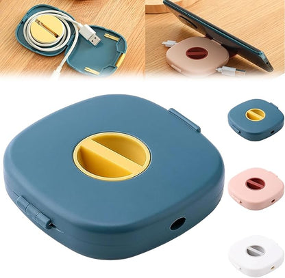 2 in 1 Cable Winder with Phone Stand, Durable Cable Organizer and Charging Stand, Cord Cable Winder Organizer with Phone Stand Rotate, for Charging Cable Case Earphones USB Wires (Blue)