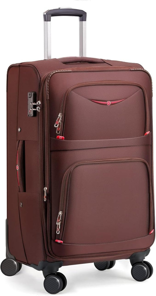 Softside Expandable Luggage with 4 Spinner Wheels, Durable Checked-Luggage Suitcase (Coffee, 29-Inch)