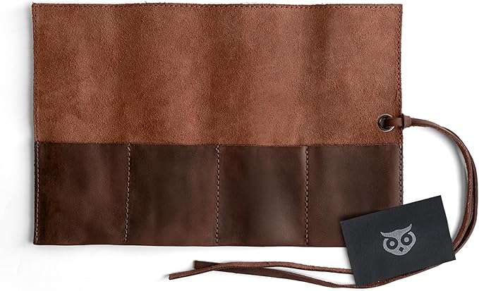Hide & Drink, Leather Watch Roll Organizer Handmade from Full Grain Leather, Holds Up to 4 Watches, Easy Carry On Watchlover Storage (Bourbon Brown)