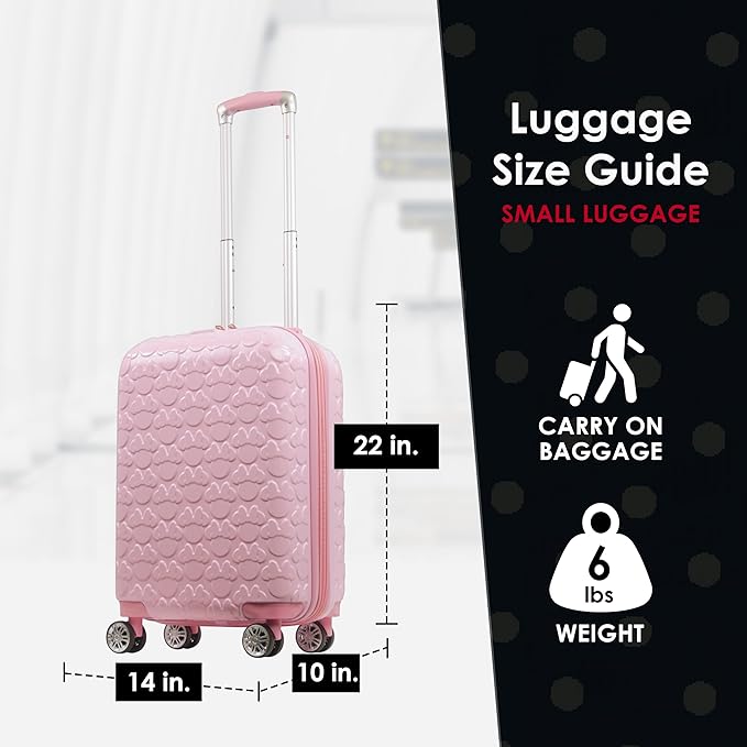 FUL Disney Minnie Mouse 22 Inch Carry On Rolling Luggage, Hardshell Suitcase with Spinner Wheels, Pink