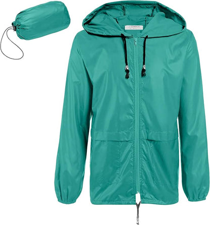 COOFANDY Mens Packable Rain Jacket Lightweight Waterproof Raincoat with Hood Outdoor Rain Gear Travel Hiking Cycling