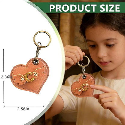 Initial Letter Leather Alphabet Keychain Holder Case Compatible with AirTag,Cute Protective Air Tag Cover with Bronze Keyring,Anti-Scratch Finder GPS Tracker Case for Pets Keys Wallet Luggage(C)