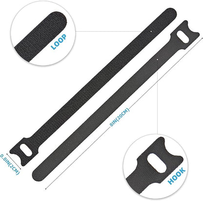 200 PCS Reusable Cable Ties with Hook and Loop, Multi-purpose Adjustable 8 Inch Cable Management Wire Ties Cable Straps for Organizing Home, Office and Data Centers (Multicolored)