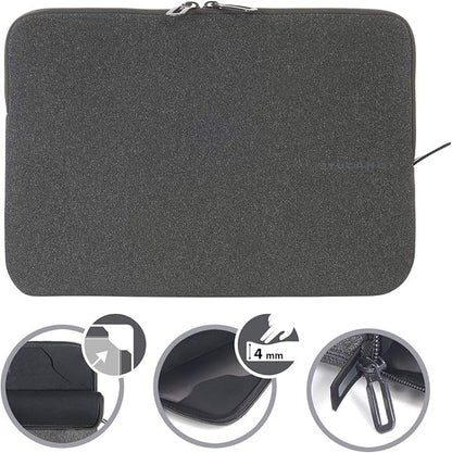 TUCANO Melange Neoprene Sleeve Compatible with MacBook Air/Pro 13" Laptop 12", 4mm Thick, Anti-Slip, Anti-Scratch - Black