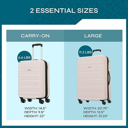 American Tourister Westridge Hardshell Luggage Set - 2 Piece Set - 20/28" Carry-On & Large Checked Luggage Set with Spinner Wheels - Expandable Hard Suitcases for Travel - Hard ABS Shell - Light Pink