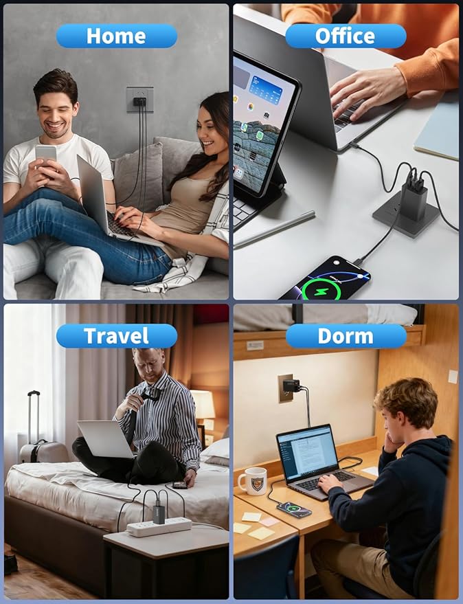 2Pack 100W USB C Charger Block, 3Port Fast Charging Adapter, Type C Fast Charging Blocks Cube PD USBC Wall Plug+QC3.0 USB A Charger Brick for MacBook Pro/Air,iPad,iPhone 17/16,Samsung S25 &More-Black