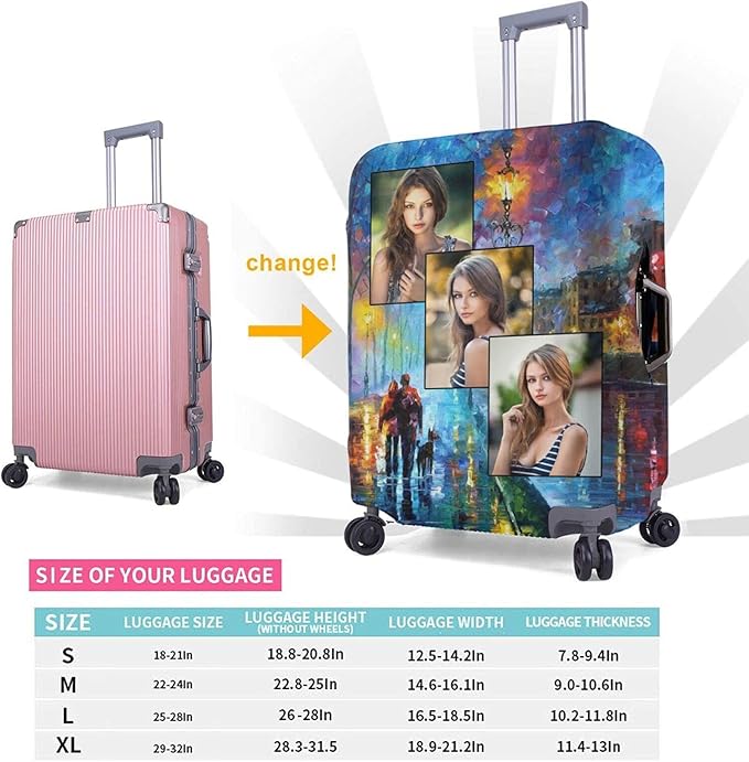 Personalized Luggage Suitcase Cover With Photo Dog Cat, Custom Luggage Cover, XL (for 29-32 inch luggage)
