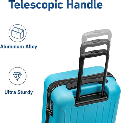 KYME Carry on luggage 22x14x9 Airline Approved Suitcase Hardshell With Double Spinner Wheels, PC+ABS TSA Lock Travel Luggage (Ocean Blue, 20" Carry On)