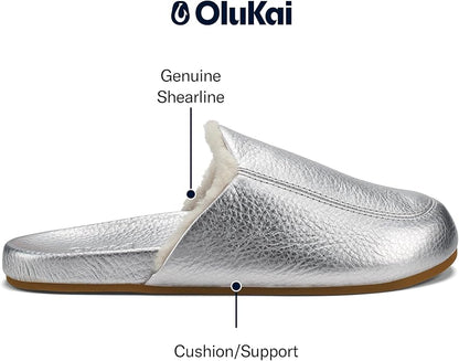 OLUKAI Konea Women’s Shearling Leather Slipper, Comfortable & Soft Mule, Versatile House Shoe for Lounge Wear & Everyday