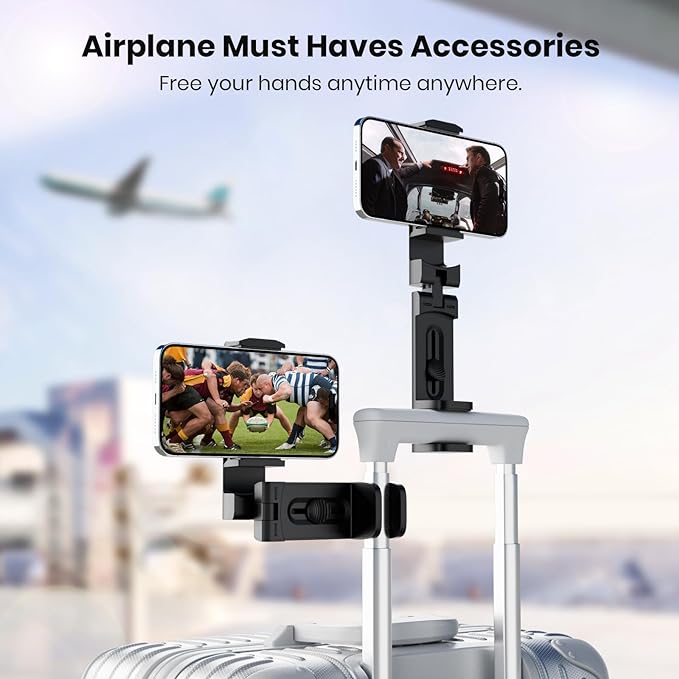 2 PCs Christmas Stocking Stuffers Airplane Phone Holder - Klearlook 360° Rotating Airplane Phone Mount for Travel, Desk & Flight | Handsfree Adjustable Phone Stand | Travel Essentials Accessories