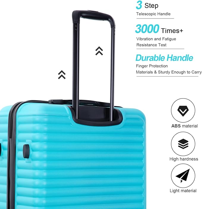 Travelhouse Luggage Sets, Expandable Hardside Suitcases 24in/28in, Carry on 20in,3 Piece Set Travel Luggages Clearance with Double Spinner Wheels TSA Lock Lightweight (Turpuoise-85)
