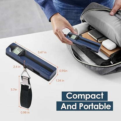 travel inspira Luggage Scale Battery-Free, Travel Essentials, Portable Handheld Digital Suitcase Weight Scale for for Travel Accessories, 110lbs/50kg (Dark Blue)