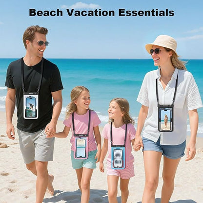 Waterproof Phone Pouch - 8.5in Waterproof Phone Case with Lanyard, IPX8 Cell Phone Dry Bag Beach Essentials for iPhone 17 16 15 Pro Max, Galaxy S25 S24 Ultra, 2 Pack