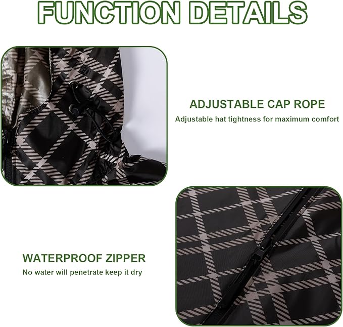 Hooded Rain Ponchos for Adult - Rain Coat and Rain Jacket with Waterproof Pocket and Zipper
