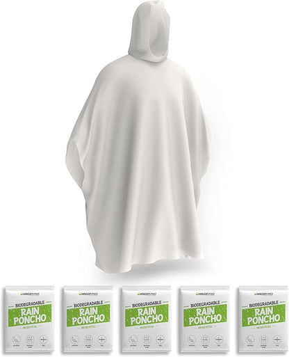 Hagon PRO Disposable Rain Ponchos for Adults (5 Pack)