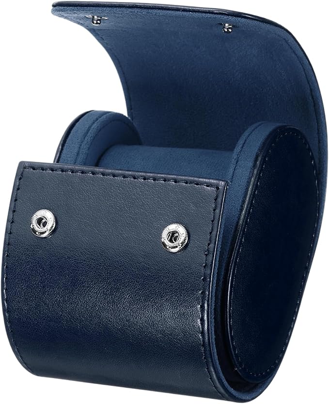 HARFINGTON Watch Roll Travel Case Single Slot Portable Leather Watch Case for Men and Women, Watches Storage Organizer with Removable Pillows for Traveling, Display, Home Storage, Blue