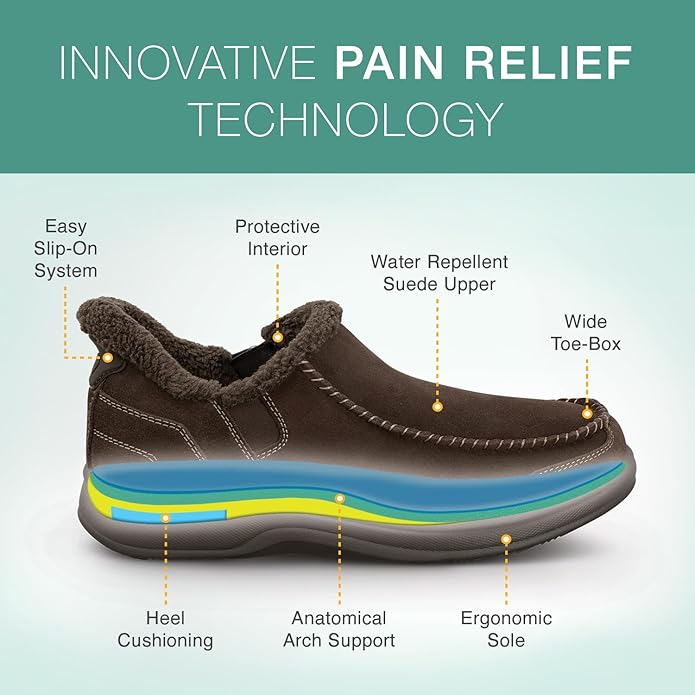 Orthofeet Men's Orthopedic Leather Vito Hands-Free Slipper