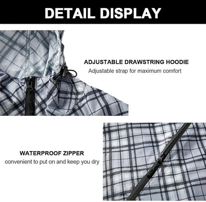 Rain Poncho Jacket Coat Hooded Zipper Style for Women/Men/Adult with Pocket
