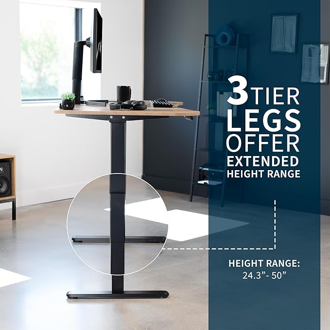 VIVO Electric 63 x 32 in Dual Motor Standing Desk, Memory Height Adjustment, 2B Series, Reclaimed Wood Top Black Frame, DESK-KIT-2B1P